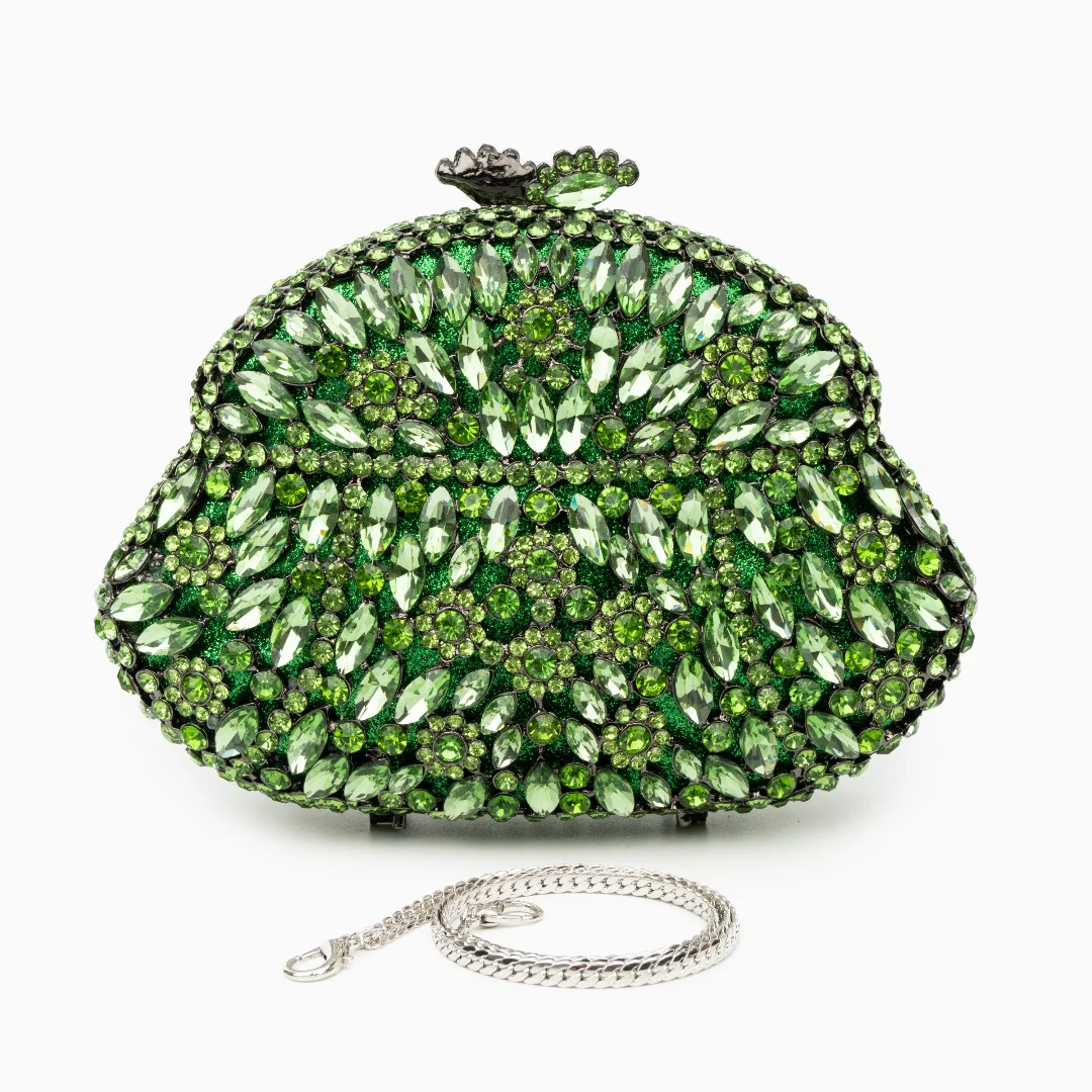Ophelia Crystals Clutch Bag - Green - Image 4